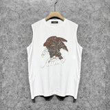 Amiri tank top brown flying eagle print