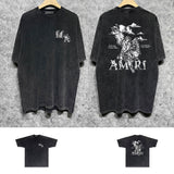 Amiri washed t-shirt ma printing short sleeve