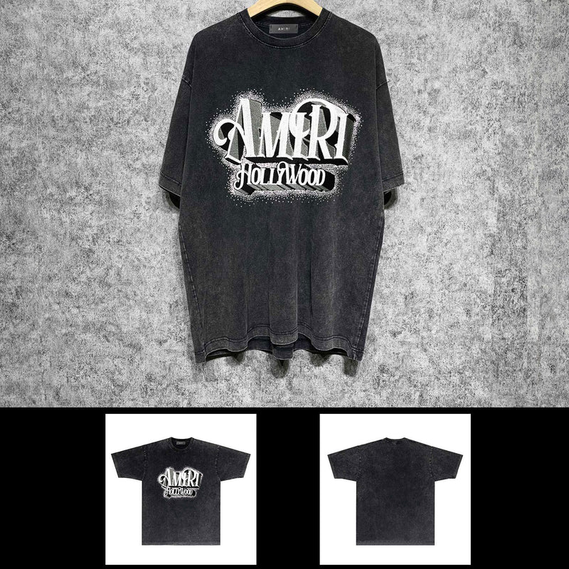 Amiri washed t-shirt stereo hollywood short sleeves