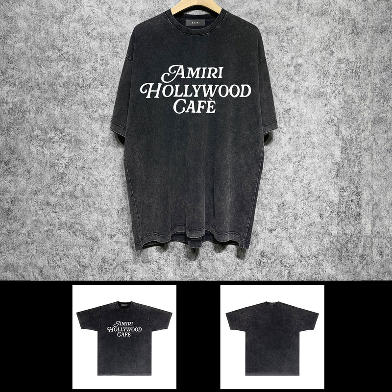 Amiri washed t-shirt hollywood font short sleeve