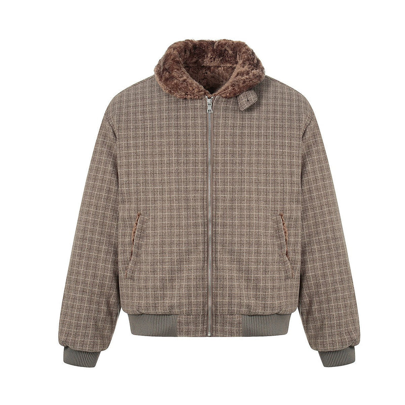 Unisex Down Jacket Winter Fleece Collar Padded Jacket Vintage Old Money Style