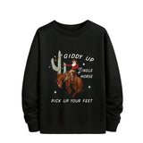 Cactus Claus Graphic Hoodie Women Loose Sweatshirt