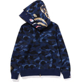 Bathing Ape Hoodie Gold Shark Head Double Hat Camouflage Sweater Men's Autumn and Winter Cardigan Zipper Jacket