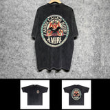 Amiri washed t-shirt oil painting flying eagle short sleeve