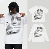 Vintage T-shirts Printed Short Sleeve T-Shirt Cotton White Loose T-Shirt