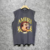 Amiri tank top gold lion print