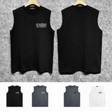 Amiri tank top new bone sleeve print