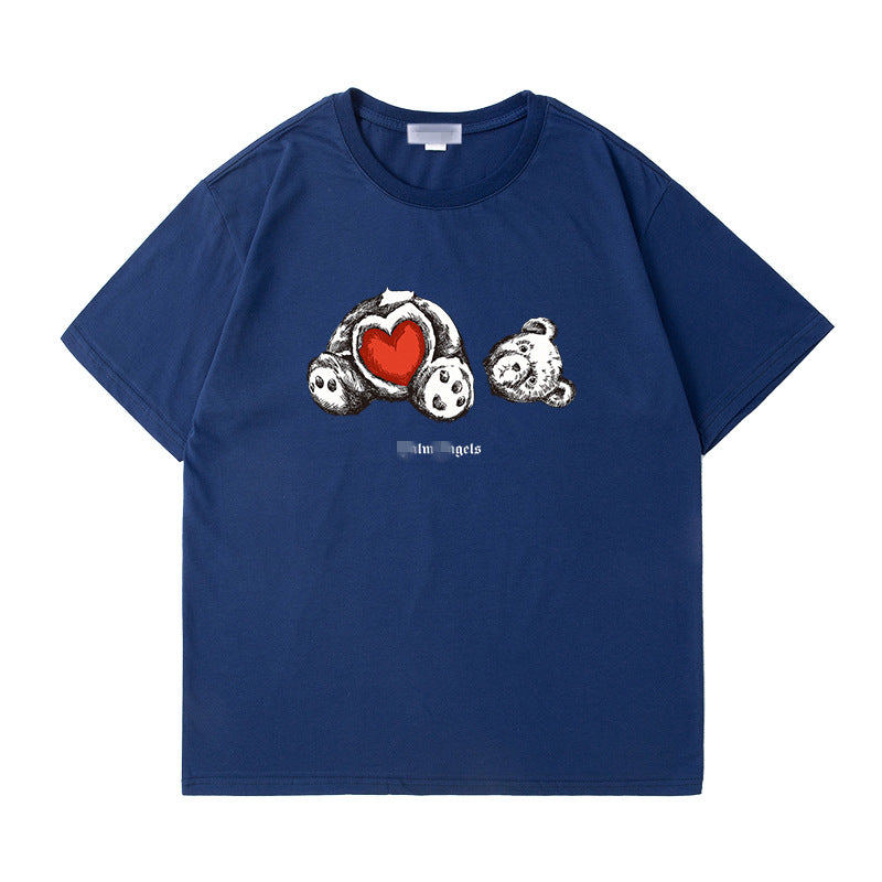 Palm Angels T Shirts Palm Angels Love Teddy Bear Printed Short Sleeve T-shirt