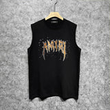 Amiri tank top splashed paint skeleton printing
