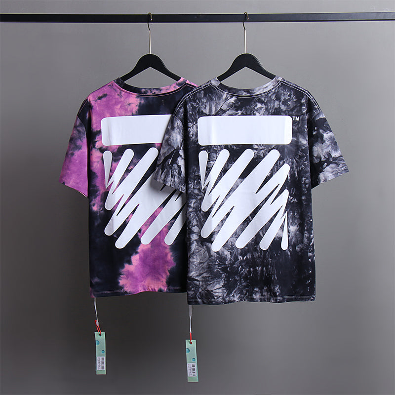 Off White T Shirts Tie-Dye Process Loose Men'S And Women'S Same Style Pure Cotton Short Sleeves