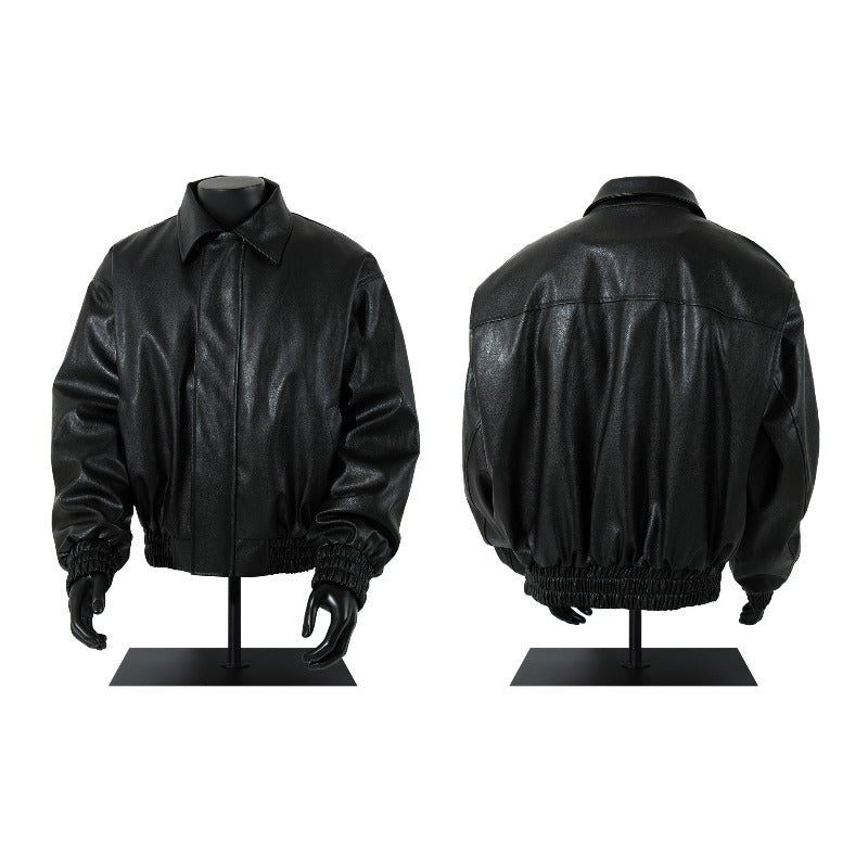 Unisex Down Jacket Vintage Old Money Wind Thickened Leather Jacket
