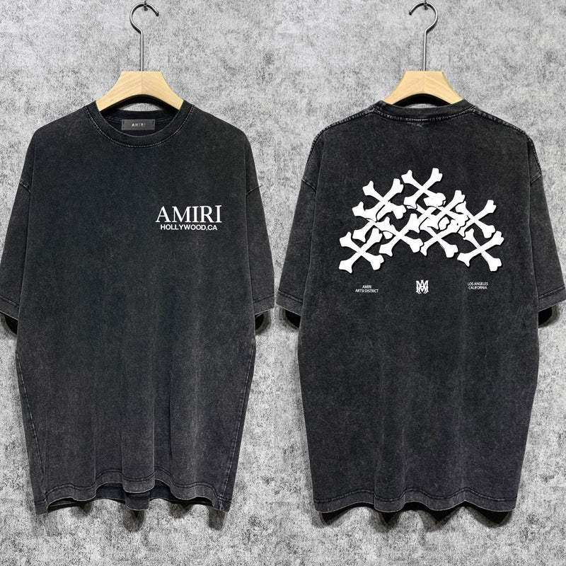 Amiri washed t-shirt skeleton letter short sleeve