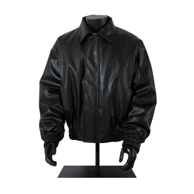 Unisex Down Jacket Vintage Old Money Wind Thickened Leather Jacket