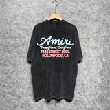 Amiri washed t-shirt wine glass letterprinting short sleeves