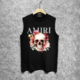 Amiri tank top flower skull printing