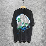 Amiri washed t-shirt city forest printing short sleeve