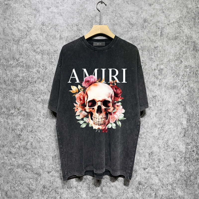 Amiri washed t-shirt flower skull short sleeve