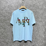 Amiri t shirts rainbow letter printing short sleeve