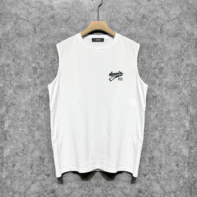 Amiri tank top with cracked letter and number print