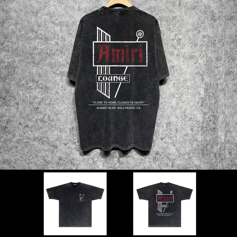 Amiri washed t-shirt letter sign short sleeves