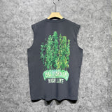 Amiri tank top green leaf letterprinting