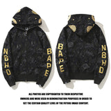 Bathing Ape Hoodie joint golden skull shark head print hooded cardigan zip sweater jacket