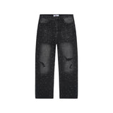 Valeforever Vale Jeans Hotfix rhinestones Ripped Denim