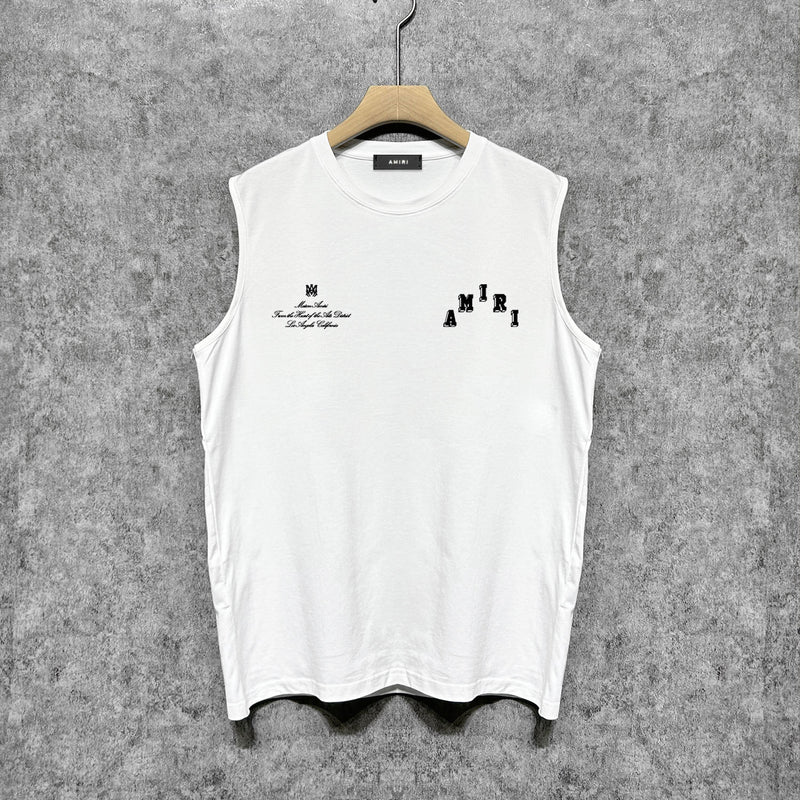 Amiri tank top bone white bone crack letterprinting