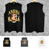 Amiri tank top gold lion print