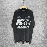 Amiri washed t-shirt spotted five-pointed star short sleeves