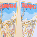 Rhude T Shirts Oil Painting Clock Coconut Tree Print Short Sleeves
