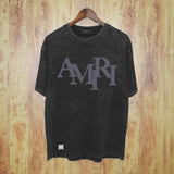 Amiri washed t-shirt all gray letterprinting short sleeves