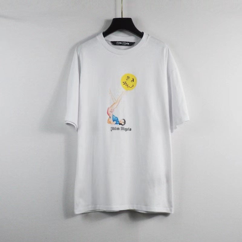Palm Angels T Shirts Girl's Printed Short Sleeve T-shirt Men's Half Sleeve