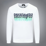 Dsq2 Hoodie DSQ Lian D2 Blue and Green Inverted Letter Print Sweatshirt Trendy Men's Autumn and Winter