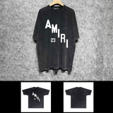 Amiri washed t-shirt ladder text printing short sleeves