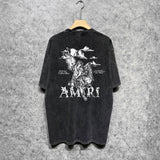 Amiri washed t-shirt ma printing short sleeve