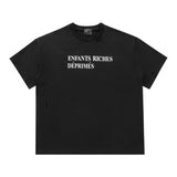 ERD T Shirts Washed Destroyed Retro Short Sleeve T-shirt Men