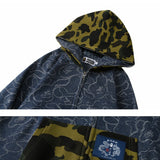 Bathing Ape Hoodie Camo Ape Head Embroidered Splicing Hooded Cardigan Zip Sweater Jacket