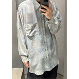 Unisex Shirts Floral Print Oversized Satin Shirt