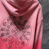 Chh Chrome Hearts Hoodie Horseshoe gradual change washing water splashing ink