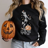 Halloween Skeleton & Pumpkin Print Sweatshirts Casual Long