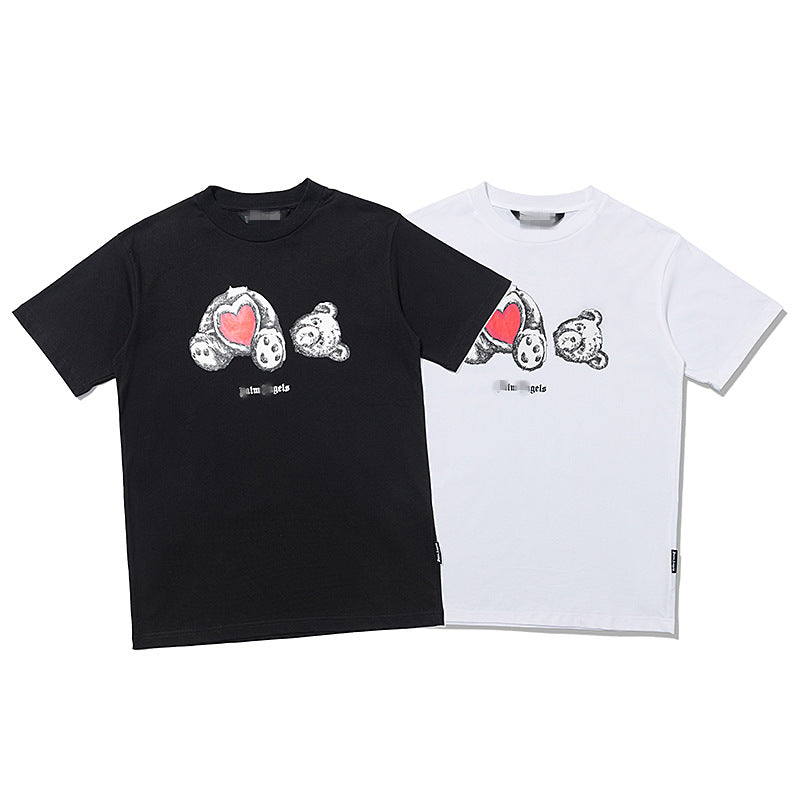 Palm Angels T Shirts Teddy Bear Printed Men's and Women's Short-Sleeved T-shirt