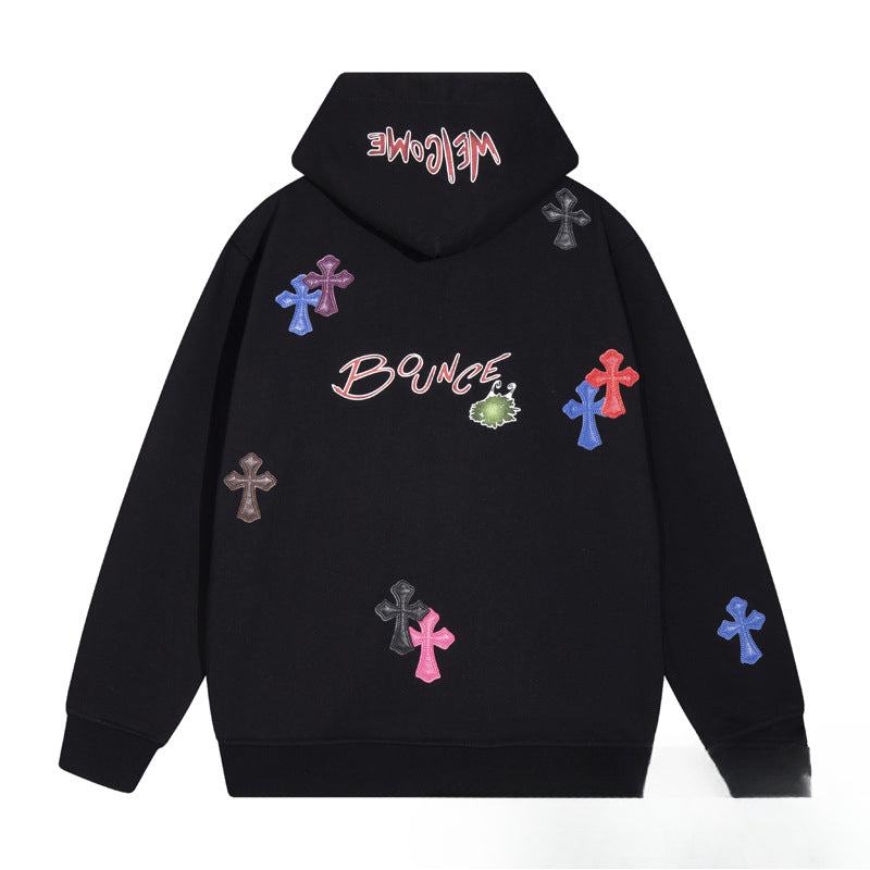 CHH Chrome Heart Hoodie Chrome Hearts Colored Cross Leather Sanskrit Hooded Sweater