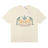 Rhude T Shirts Sardines Badge Printing Cotton Casual Short Sleeve Men and Women