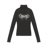 Unisex long-sleeved shirt high collar dark gridsprinting