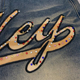 Valeforever Vale denim shorts Hotfix rhinestones