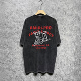 Amiri washed t-shirt bull printing short sleeve