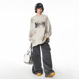 Unisex long-sleeved shirt wasteland style patch embroider