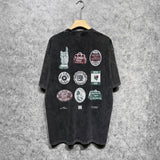 Amiri washed t-shirt medal set printing short sleeves
