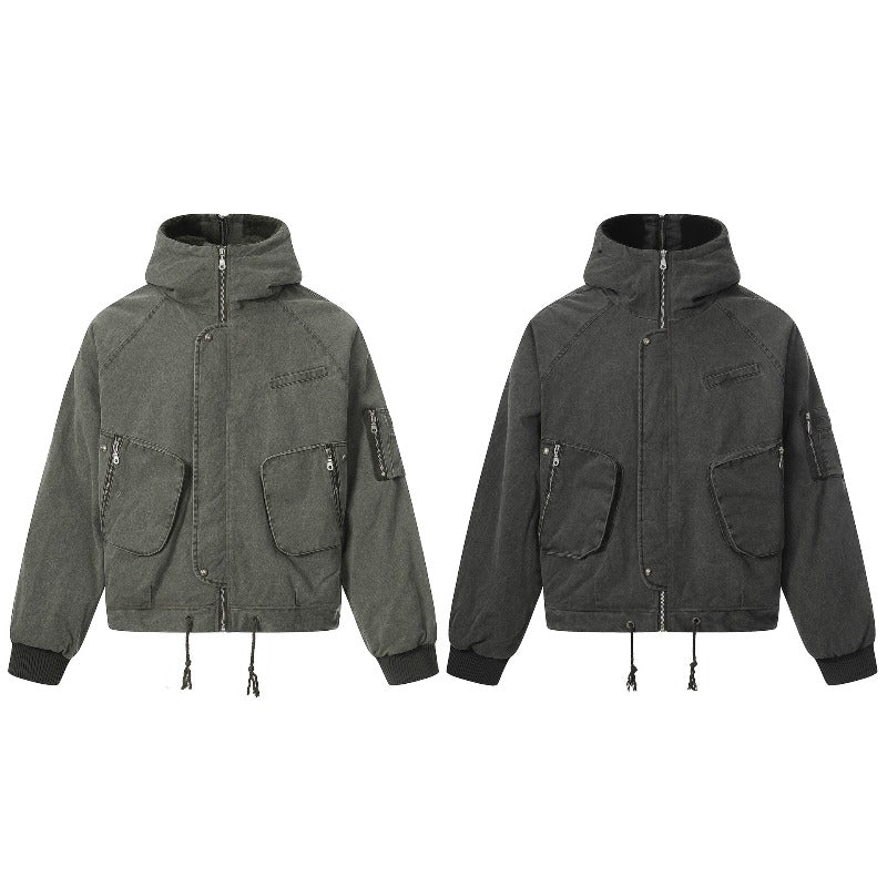 Unisex Down Jacket Men's Winter Lamb Feather Hooded Jacket